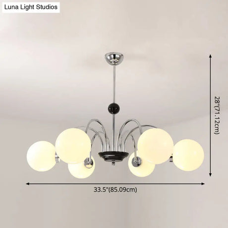 Sleek White Glass Ceiling Chandelier - Modern Minimalist Design