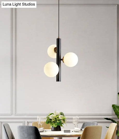 Sleek White Glass Linear Chandelier - Modern Minimalist 3-Light Ceiling Fixture
