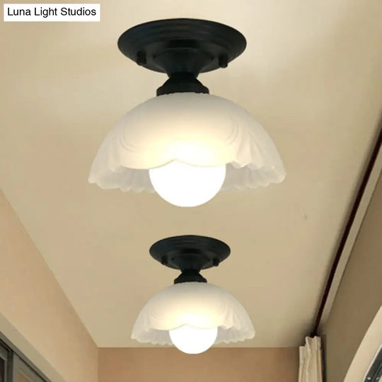 Sleek White Simplicity Ceiling Lamp With Frosted Glass Shade For Bedroom Lighting