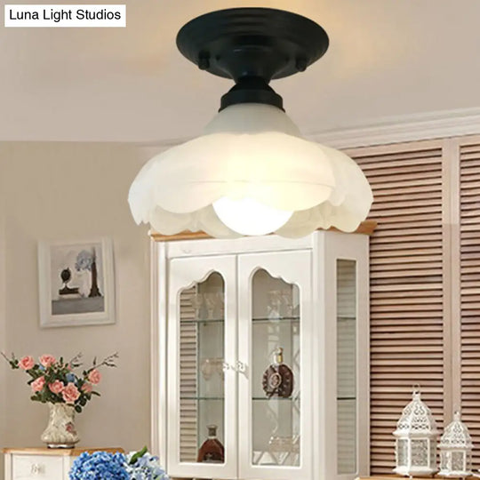 Sleek White Simplicity Ceiling Lamp With Frosted Glass Shade For Bedroom Lighting