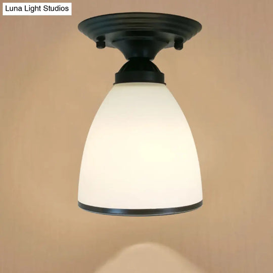 Sleek White Simplicity Ceiling Lamp With Frosted Glass Shade For Bedroom Lighting Black / Wine