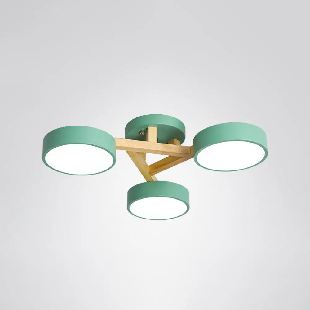 Sleek Wood Branch Led Ceiling Light With Minimalistic Acrylic Shade 3 / Green White