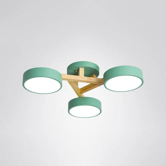 Sleek Wood Branch Led Ceiling Light With Minimalistic Acrylic Shade 3 / Green White