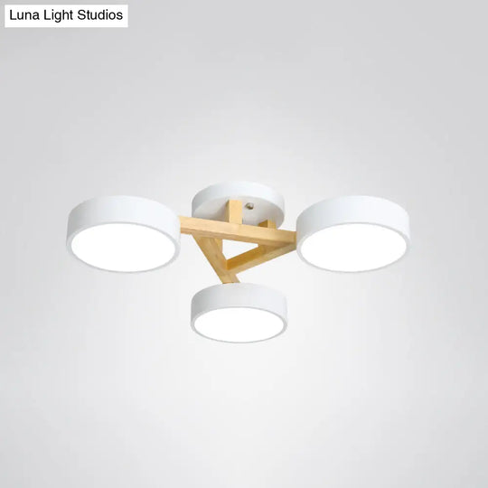 Sleek Wood Branch Led Ceiling Light With Minimalistic Acrylic Shade 3 / White