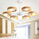 Sleek Wooden Circle Chandelier Pendant Light For Bedroom Decor 6 / White