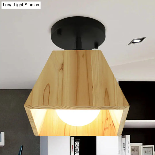Sleek Wooden Trapezoid Semi Mount Lighting - Modern Style For Bedroom Ceiling (1/2/3 Lights) 1 /