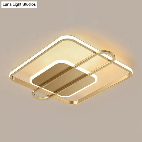 Slim Ceiling Light Fixture: Square And Oblong Simplicity Aluminum Led Flush Mount In