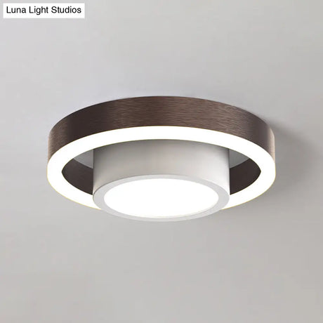 Small Acrylic Ceiling Flush Nordic Led Mount Lighting - Dual Hoop Design Black/Coffee/Gold Ideal