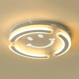Smile Face Led Ceiling Lamp In White For Kids’ Game Room And Bedroom /
