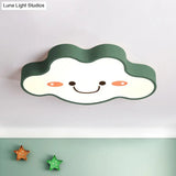 Smiling Cloud Led Flush Mount Ceiling Light - Frosted Acrylic Bedroom Lighting Fixture For Kids