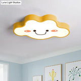Smiling Cloud Led Flush Mount Ceiling Light - Frosted Acrylic Bedroom Lighting Fixture For Kids