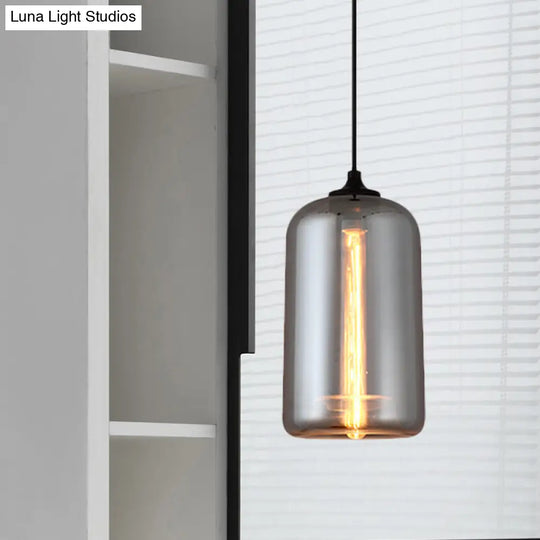 Smoke Gray Mini Pendant Light - Modern Glass Ceiling Fixture For Bars And Cafes With 1 Head