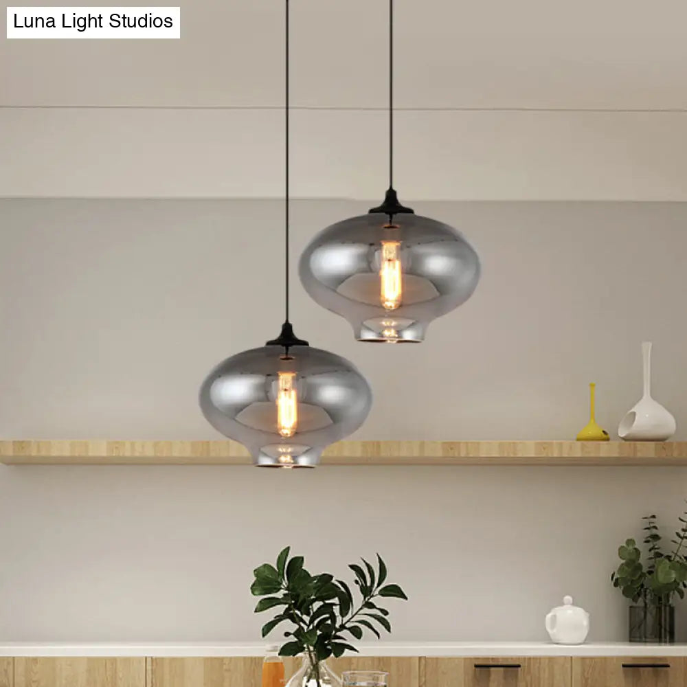 Smoke Gray Mini Pendant Light - Modern Glass Ceiling Fixture For Bars And Cafes With 1 Head