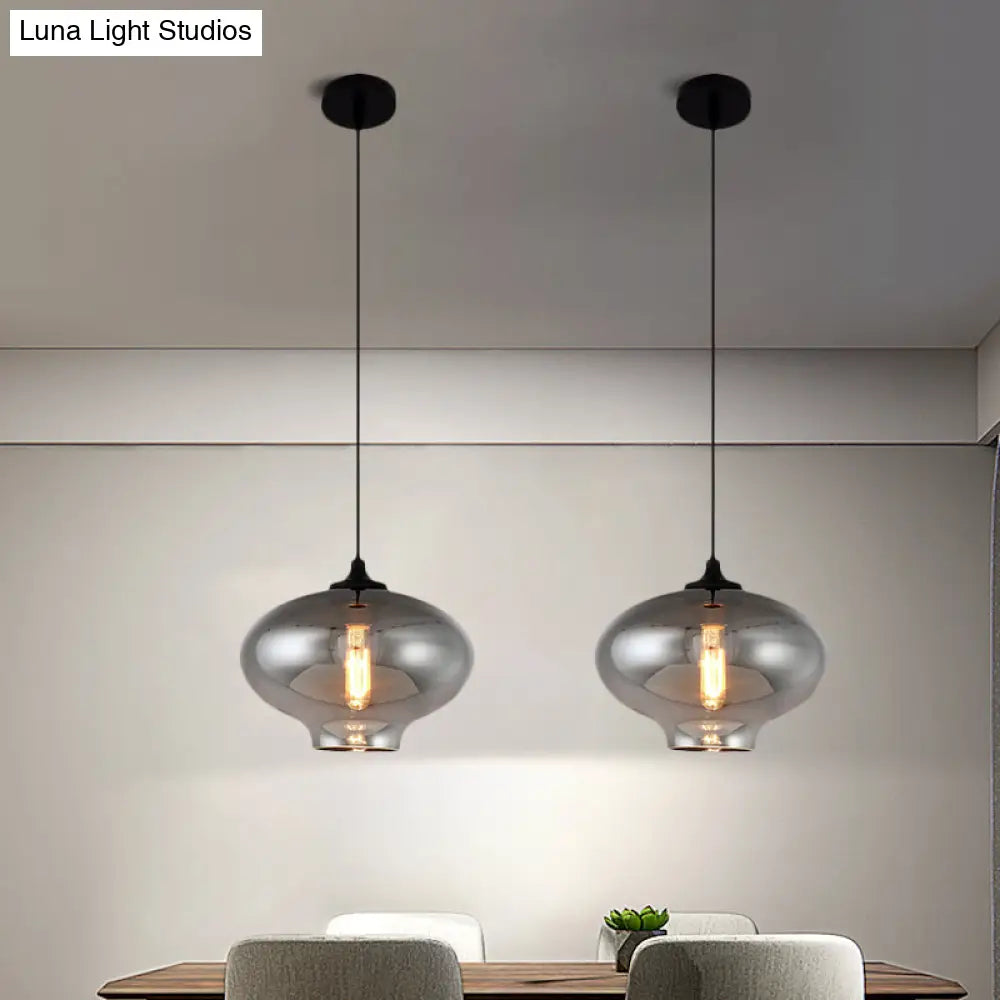 Smoke Gray Glass Mini Pendant Light - Modern Ceiling Hanging For Bar & Cafe