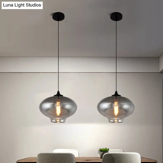 Smoke Gray Glass Mini Pendant Light - Modern Ceiling Hanging For Bar & Cafe
