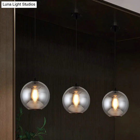 Smoke Gray Mini Pendant Light - Modern Glass Ceiling Fixture For Bars And Cafes With 1 Head