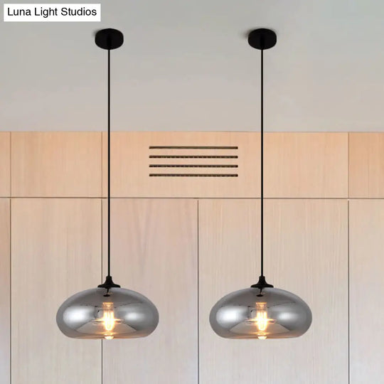 Smoke Gray Glass Mini Pendant Light - Modern Ceiling Hanging For Bar & Cafe