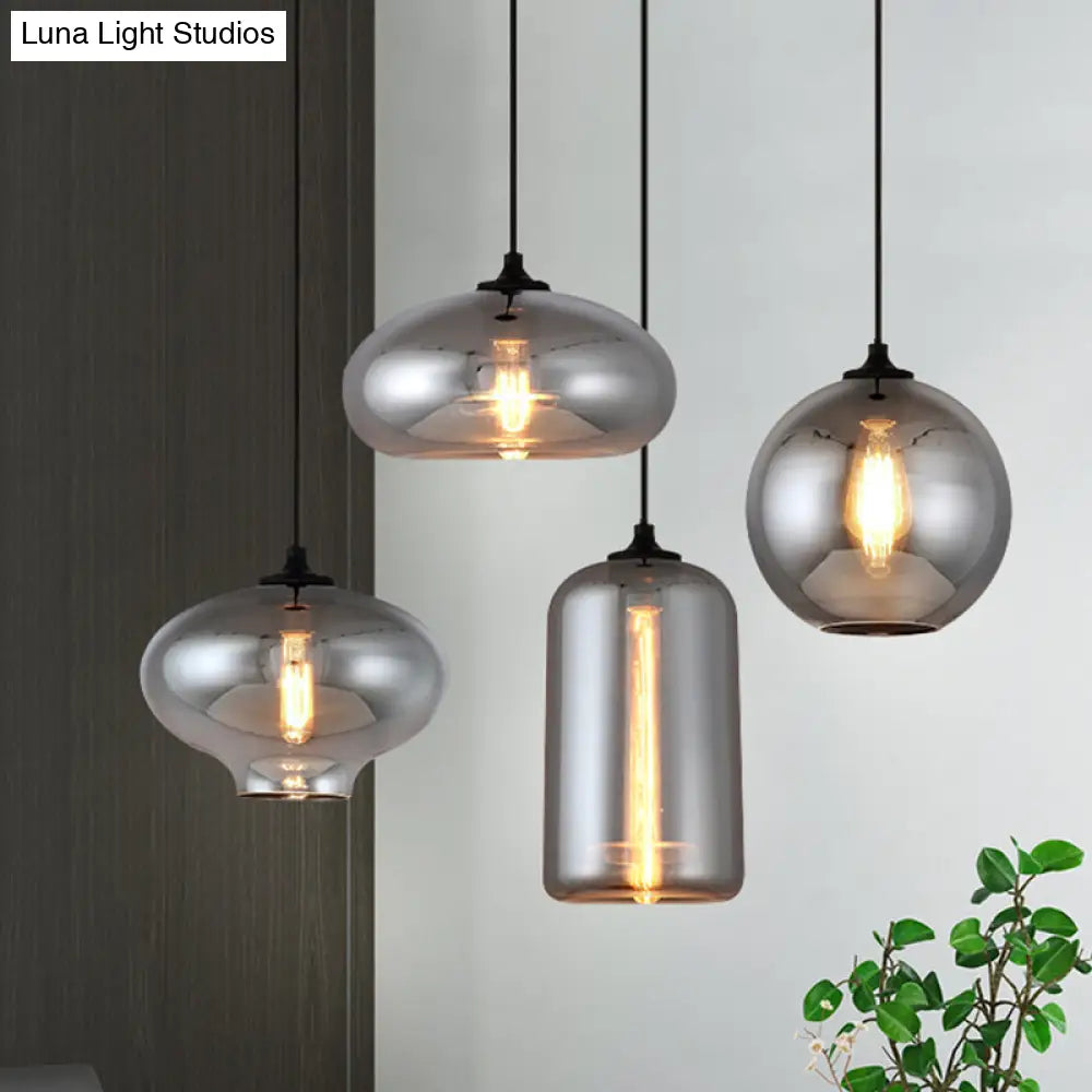 Smoke Gray Glass Mini Pendant Light - Modern Ceiling Hanging For Bar & Cafe