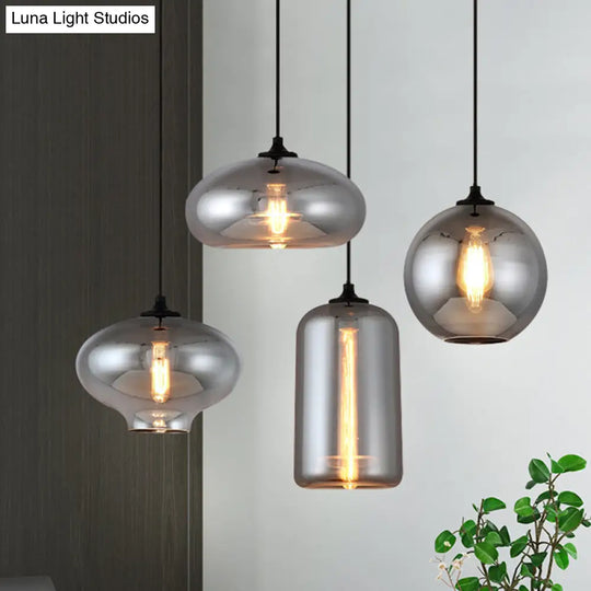 Smoke Gray Glass Mini Pendant Light - Modern Ceiling Hanging For Bar & Cafe
