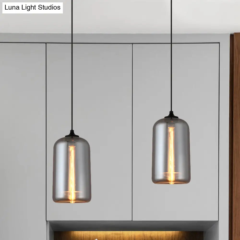 Smoke Gray Glass Mini Pendant Light - Modern Ceiling Hanging For Bar & Cafe