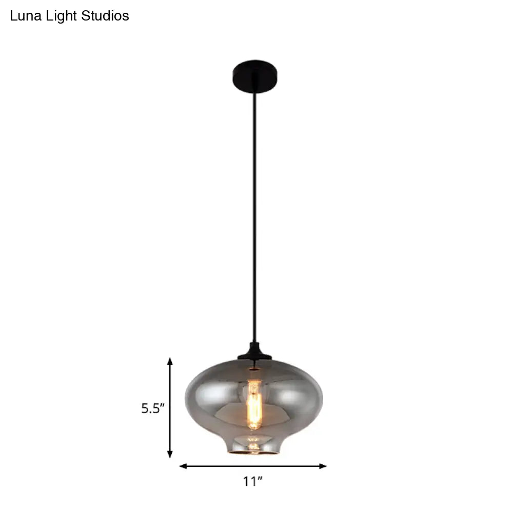 Smoke Gray Mini Pendant Light - Modern Glass Ceiling Fixture For Bars And Cafes With 1 Head