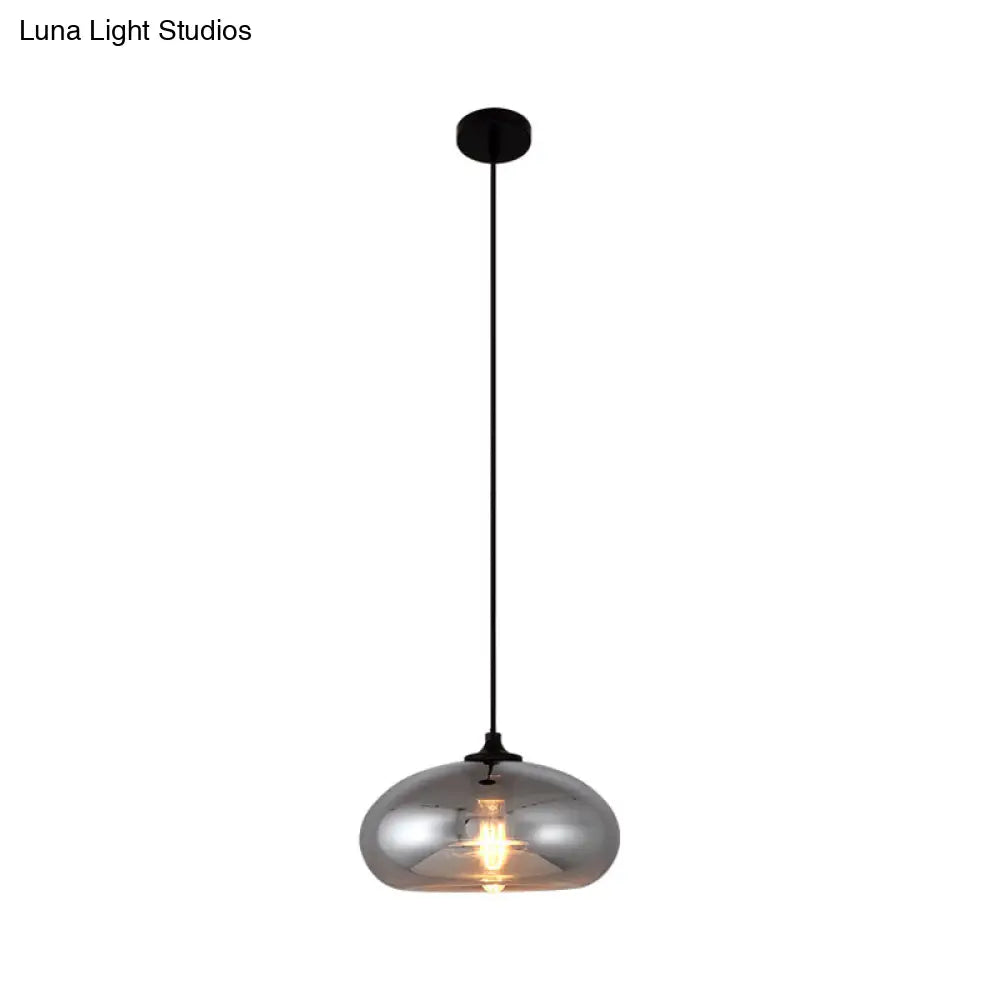 Smoke Gray Mini Pendant Light - Modern Glass Ceiling Fixture For Bars And Cafes With 1 Head / A
