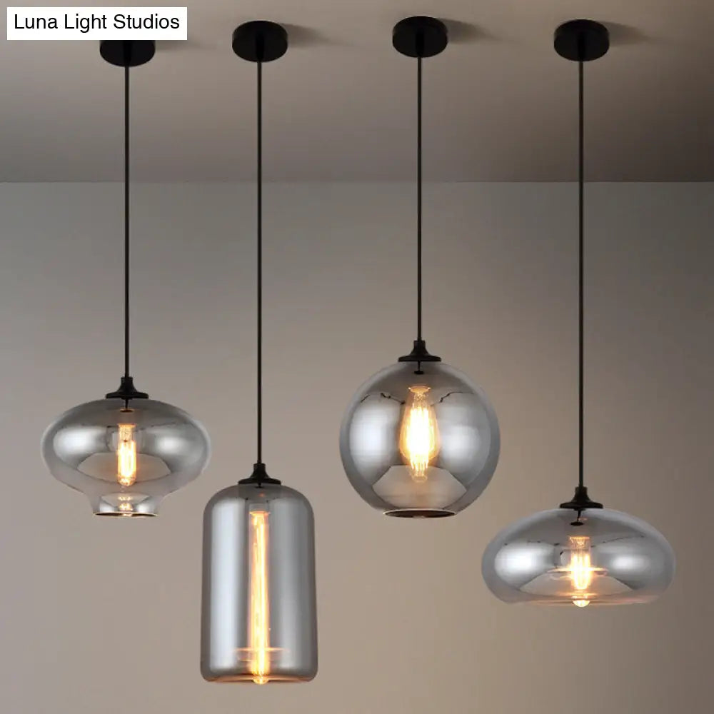 Smoke Gray Glass Mini Pendant Light - Modern Ceiling Hanging For Bar & Cafe