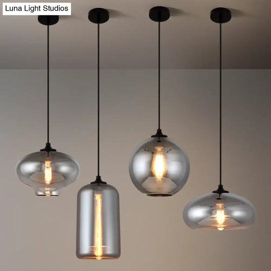 Smoke Gray Glass Mini Pendant Light - Modern Ceiling Hanging For Bar & Cafe