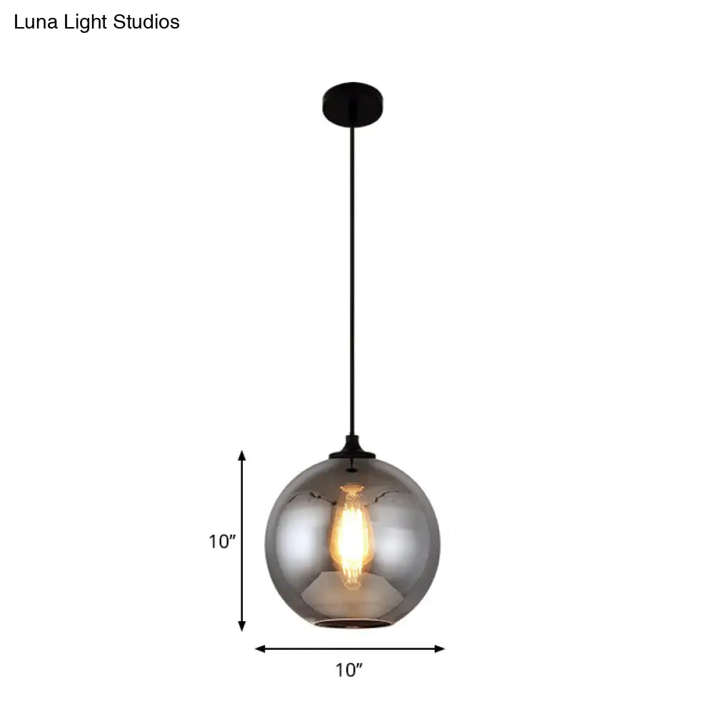 Smoke Gray Mini Pendant Light - Modern Glass Ceiling Fixture For Bars And Cafes With 1 Head