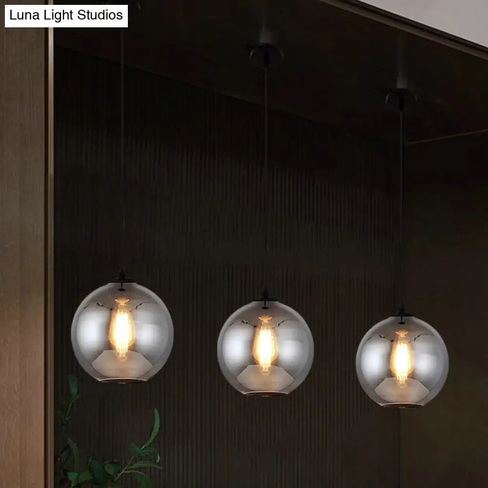 Smoke Gray Glass Mini Pendant Light - Modern Ceiling Hanging For Bar & Cafe