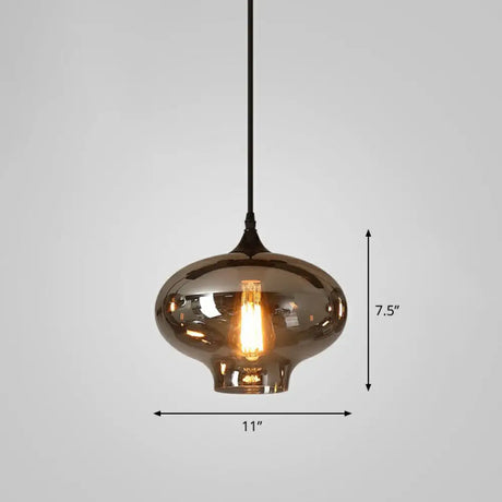 Smoke Gray Glass Pendant Lighting Fixture - Simplicity Shaded Hanging Light (1 Bulb) / C