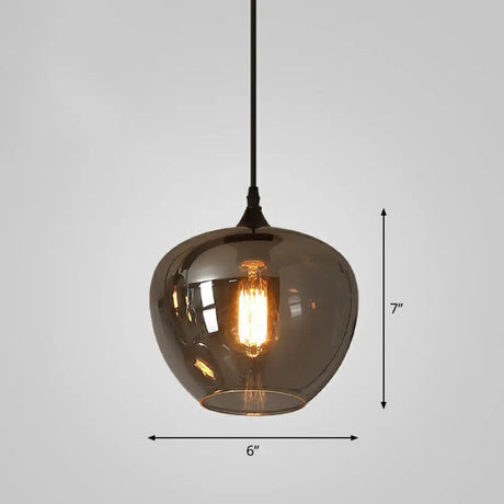 Smoke Gray Glass Pendant Lighting Fixture - Simplicity Shaded Hanging Light (1 Bulb) / E