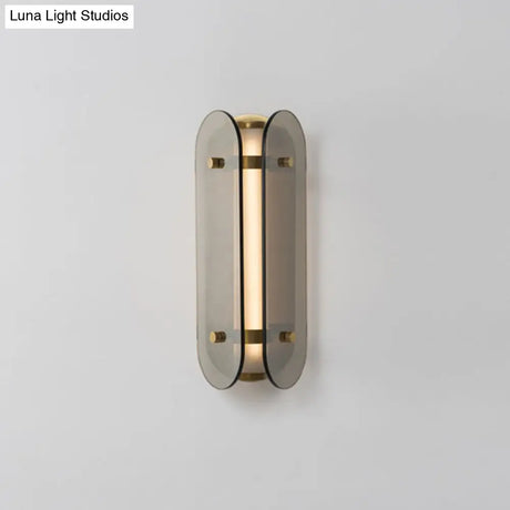 Smoke Gray Glass Pill Capsule Bedside Sconce - Minimalist 1-Bulb Wall Mounted Lamp