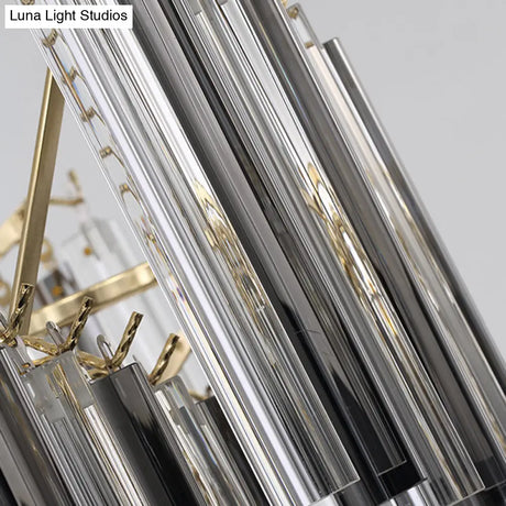 Smoke Gray Postmodern Spiral Chandelier With Crystal Rod - 5/10 Head Living Room Hanging Lamp