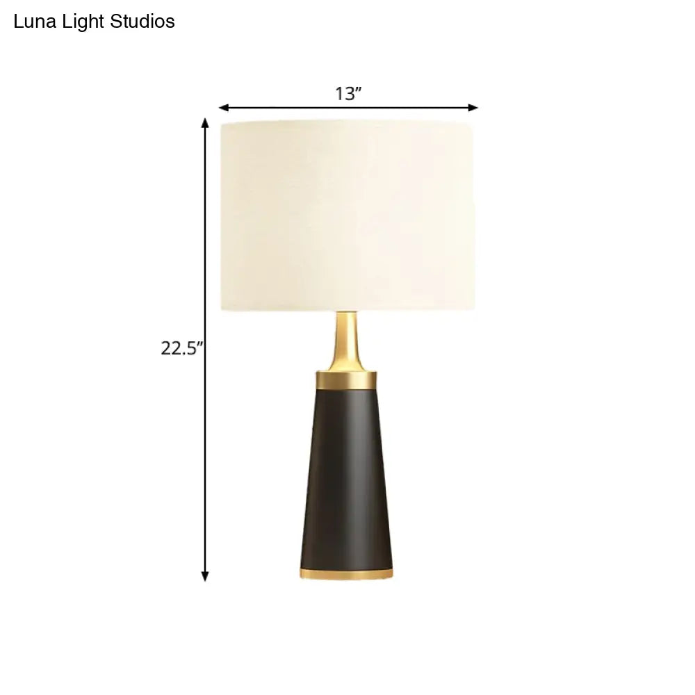 Sofia - Modern White Fabric Cylindrical Night Light Metal Base