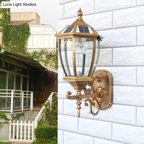 Solar Led Glass Bell Sconce Wall Lamp For Courtyard Lighting