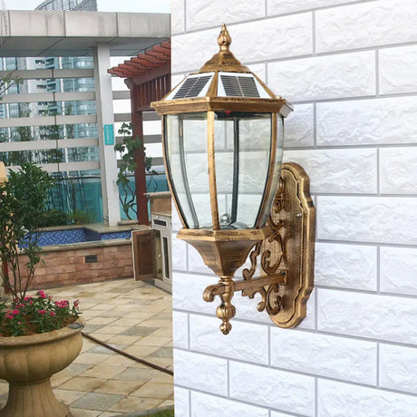 Solar Led Glass Bell Sconce Wall Lamp For Courtyard Lighting Bronze / 10.5