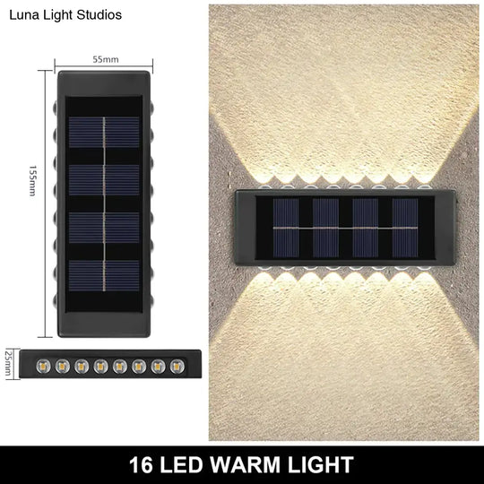 Solar Wall Lamp Outdoor Waterproof Up And Down Luminous Lighting 16Led Warm Lamps