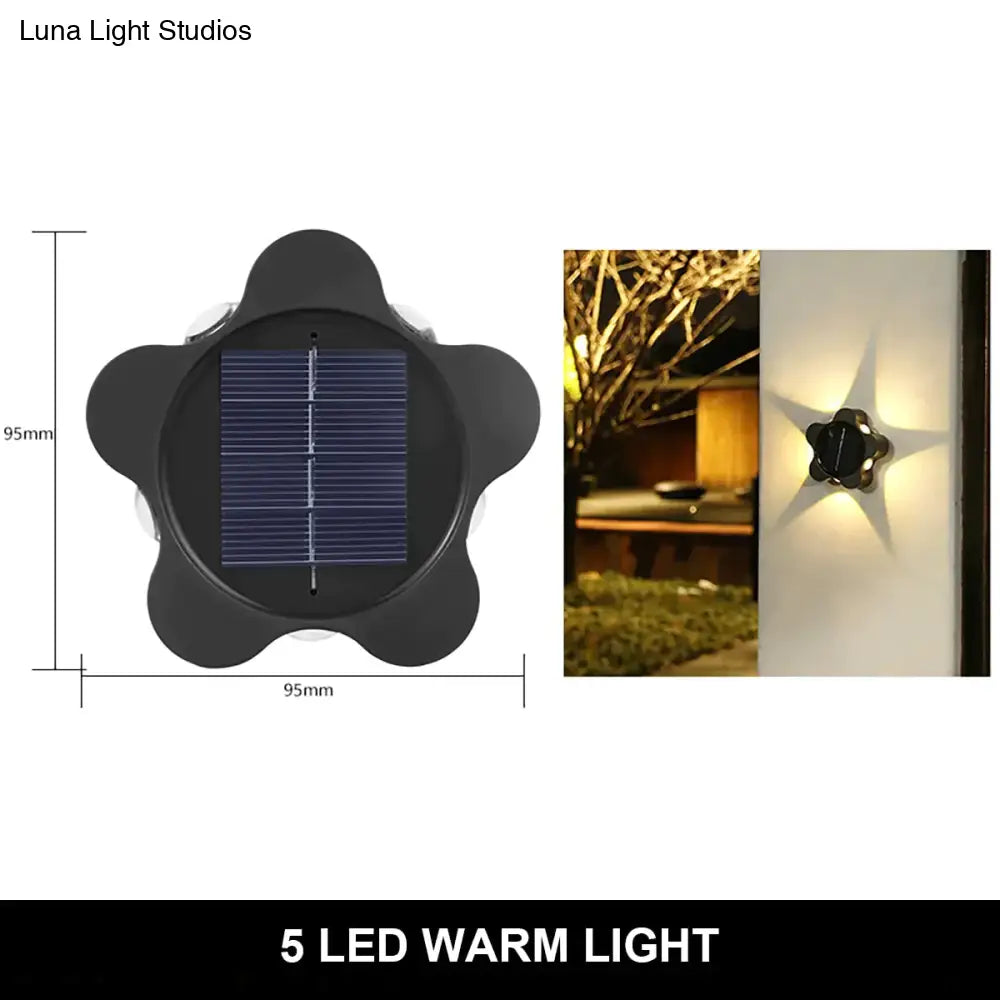 Solar Wall Lamp Outdoor Waterproof Up And Down Luminous Lighting 5Led Warm Lamps