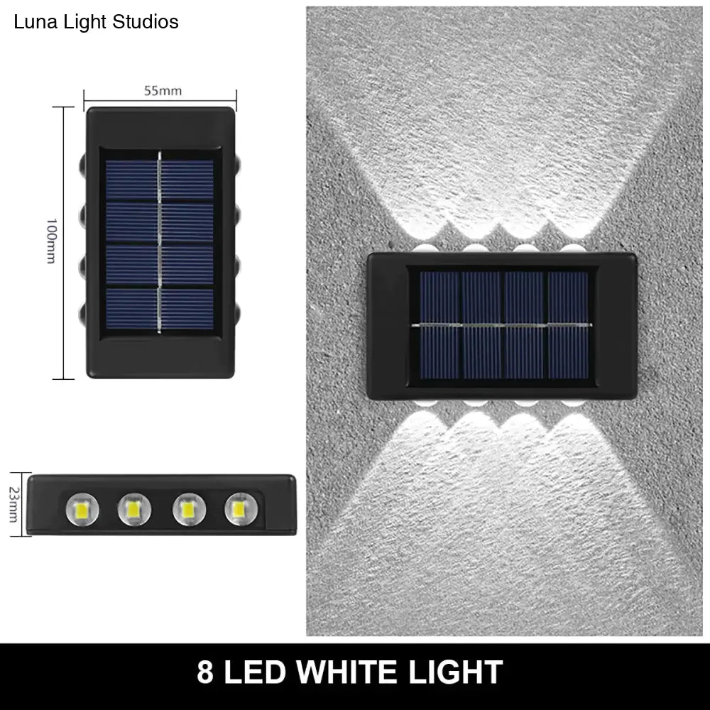Solar Wall Lamp Outdoor Waterproof Up And Down Luminous Lighting 8Led White Lamps