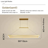 Solis - Modern Rectangle Led Pendant Lights Small-Golden / Cool White