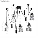 Spider Pendant Light With Wire Guard Shade - Farmhouse Style