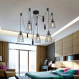 Spider Pendant Light With Wire Guard Shade - Farmhouse Style Black