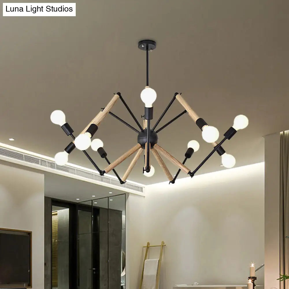 Contemporary Spider Shape Suspension Light In Black/White - 8/10/12/16 Heads For Living Room