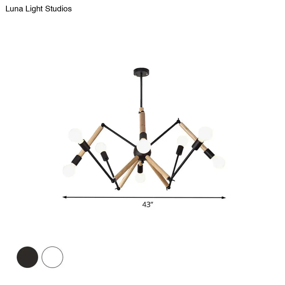 Contemporary Spider Shape Suspension Light In Black/White - 8/10/12/16 Heads For Living Room