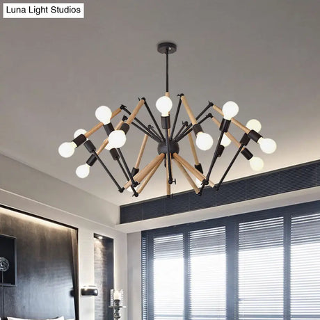Spider Shape Suspension Light - Contemporary Metal Chandelier For Living Room (8/10/12/16-Head)