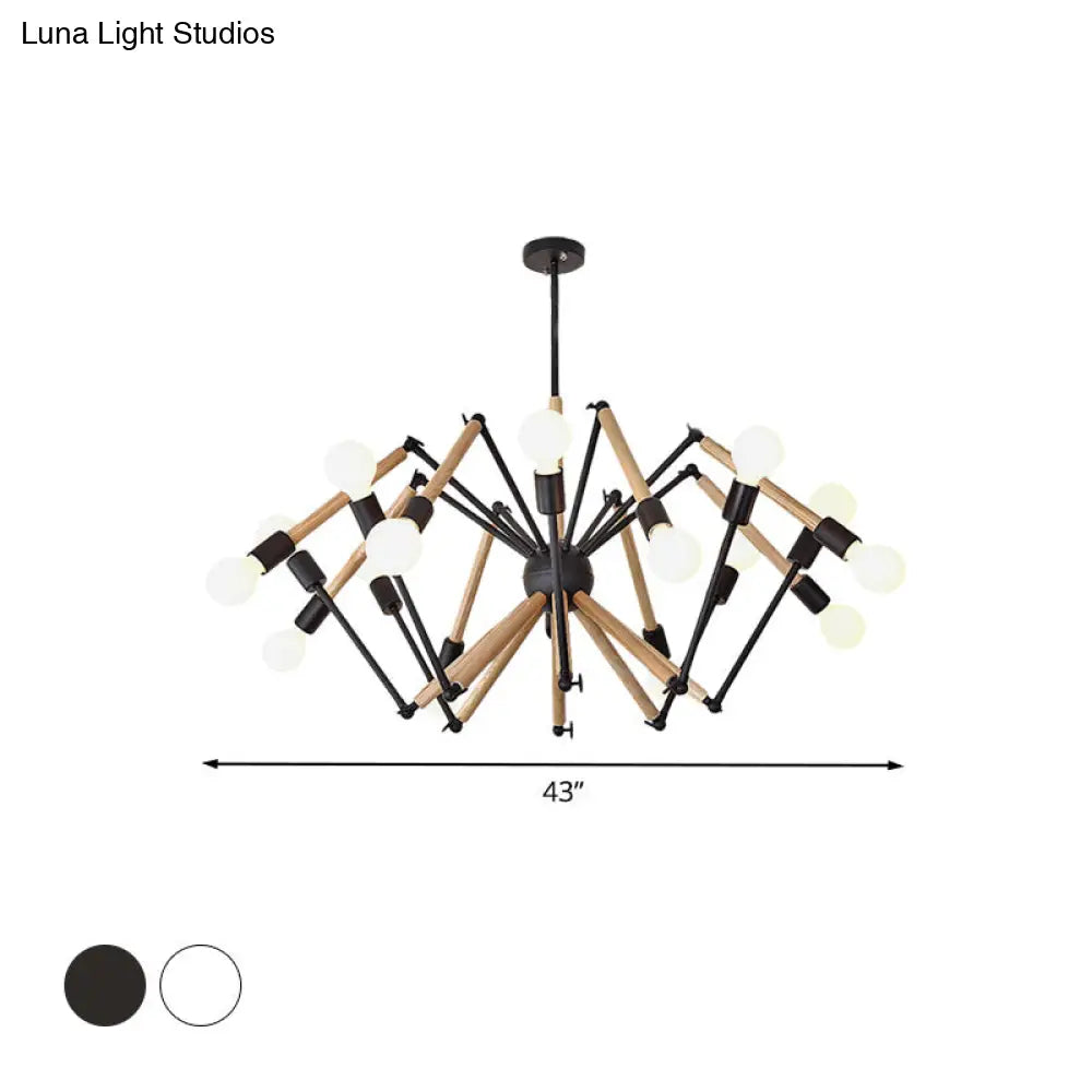 Contemporary Spider Shape Suspension Light In Black/White - 8/10/12/16 Heads For Living Room