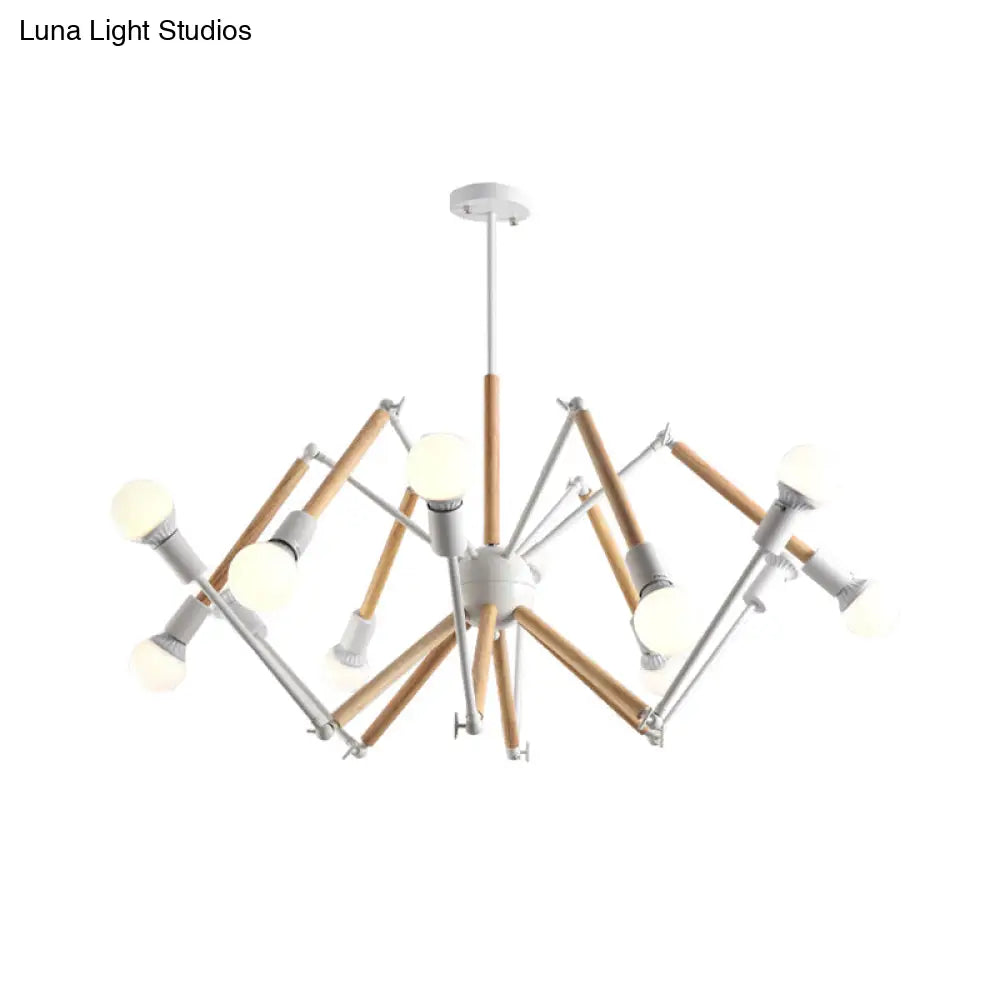Contemporary Spider Shape Suspension Light In Black/White - 8/10/12/16 Heads For Living Room