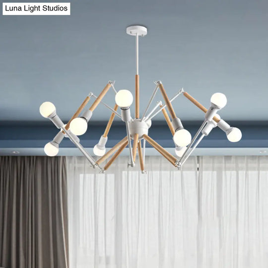 Contemporary Spider Shape Suspension Light In Black/White - 8/10/12/16 Heads For Living Room