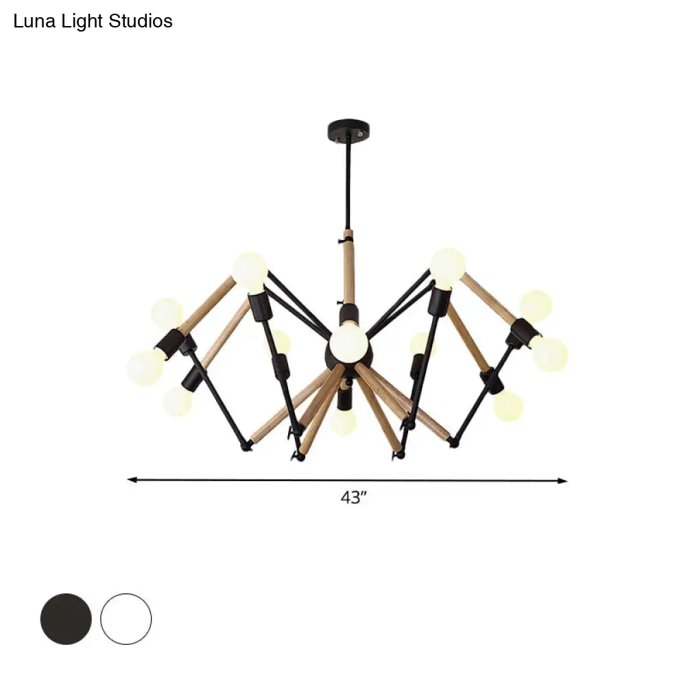 Contemporary Spider Shape Suspension Light In Black/White - 8/10/12/16 Heads For Living Room